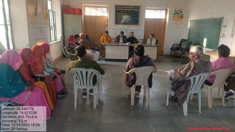 पंचायत समिति श्रीनगर की ग्राम पंचायत फारकिया व ग्राम पंचायत श्रीनगर में –विकसित भारत संकल्प यात्रा शिविर–की पूर्व तैयारियो को लेकर ग्राम पंचायत स्तरीय विभिन्न विभागों के कर्मचारियों व अधिकारियों की