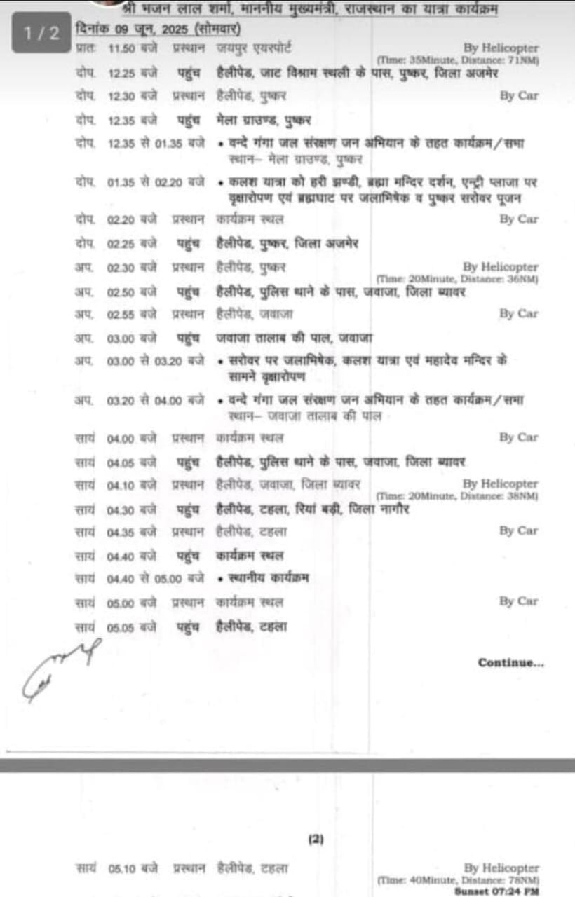 मुख्यमंत्री भजनलाल शर्मा का पुष्कर दौरा: वंदे गंगा जल संरक्षण जन अभियान में भागीदारी