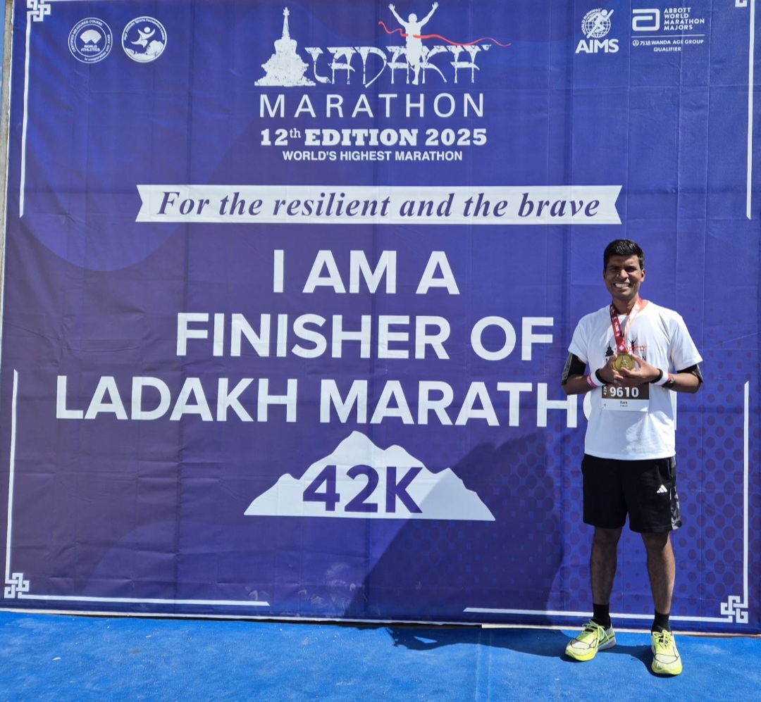 आईएएस,जिला परिषद सीईओ राम प्रकाश ने लद्दाख मैराथन 4 घंटे 23 मिनट 5 सैकंड में पूरी की