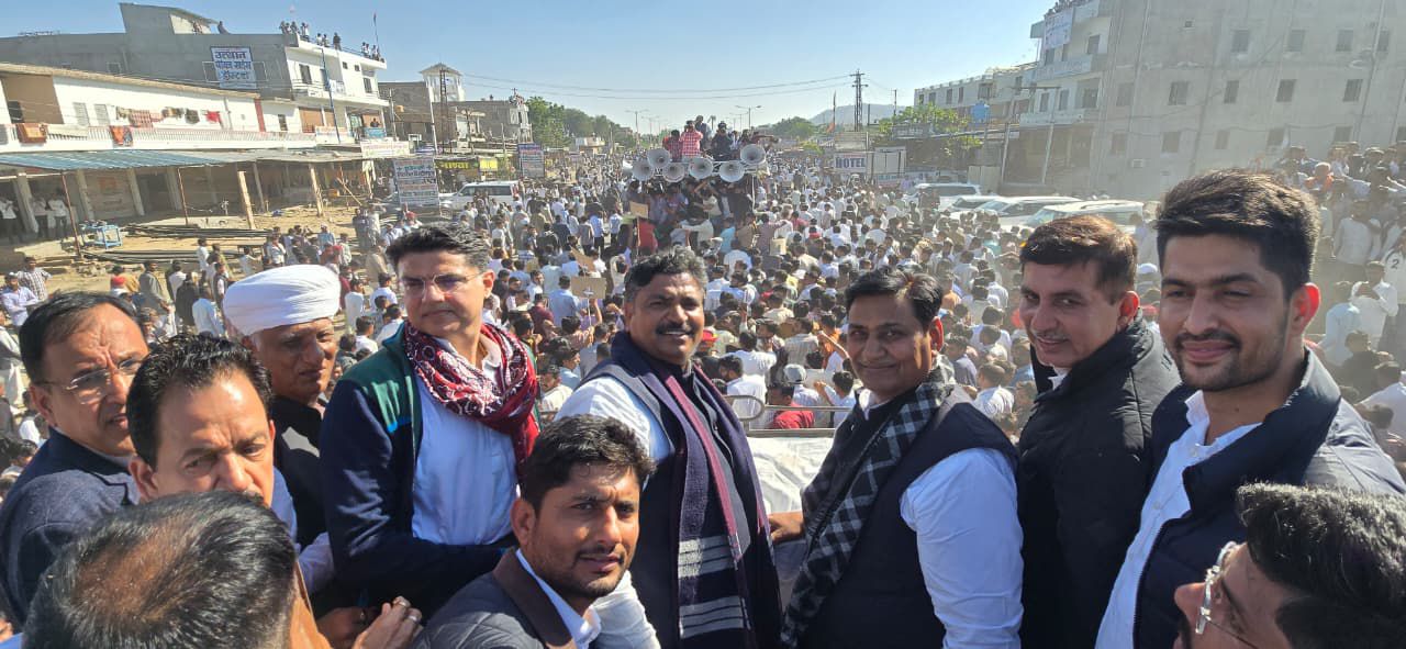 धोरीमना में सीमांकन फैसले के विरोध में जन आक्रोश रैली, सचिन पायलट समेत कई कांग्रेस नेता हुए शामिल