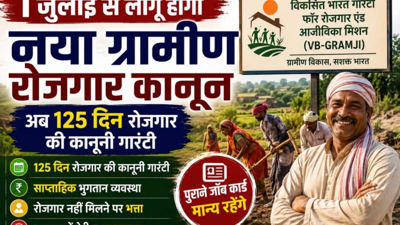 1 जुलाई से लागू होगा नया ग्रामीण रोजगार कानून, अब 125 दिन रोजगार की कानूनी गारंटी