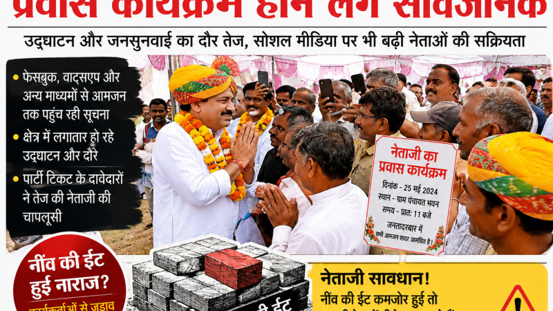 चुनाव नजदीक आते ही सक्रिय हुए नेताजी, प्रवास कार्यक्रम होने लगे सार्वजनिकउद्घाटन और जनसुनवाई का दौर तेज, सोशल मीडिया पर भी बढ़ी नेताओं की सक्रियता—‘नींव की ईंट’ संभालने की जरूरत