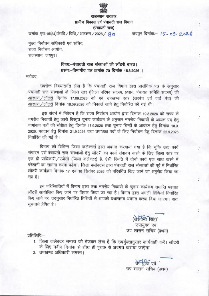 पंचायती राज संस्थाओं की लॉटरी फिर टली, अब निकाय चुनाव के बाद होगी