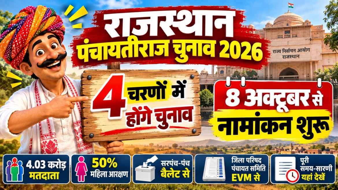 राजस्थान में 4 चरणों में होंगे पंचायतीराज चुनाव: 4.03 करोड़ मतदाता करेंगे मतदान; 8 अक्टूबर से नामांकन, 23 अक्टूबर से जिला परिषद-पंचायत समिति चुनाव